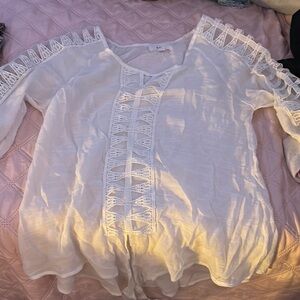 Women's White Lace Detail Top